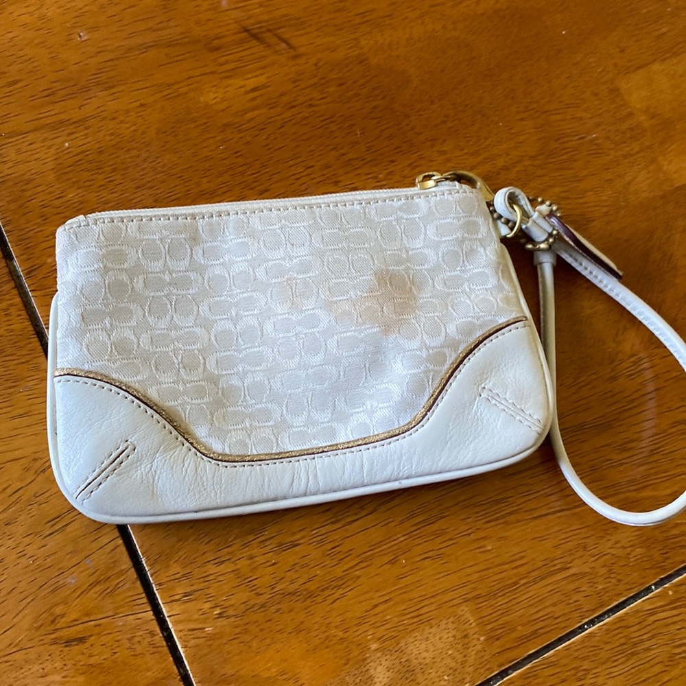 Authentic white coach wristlet